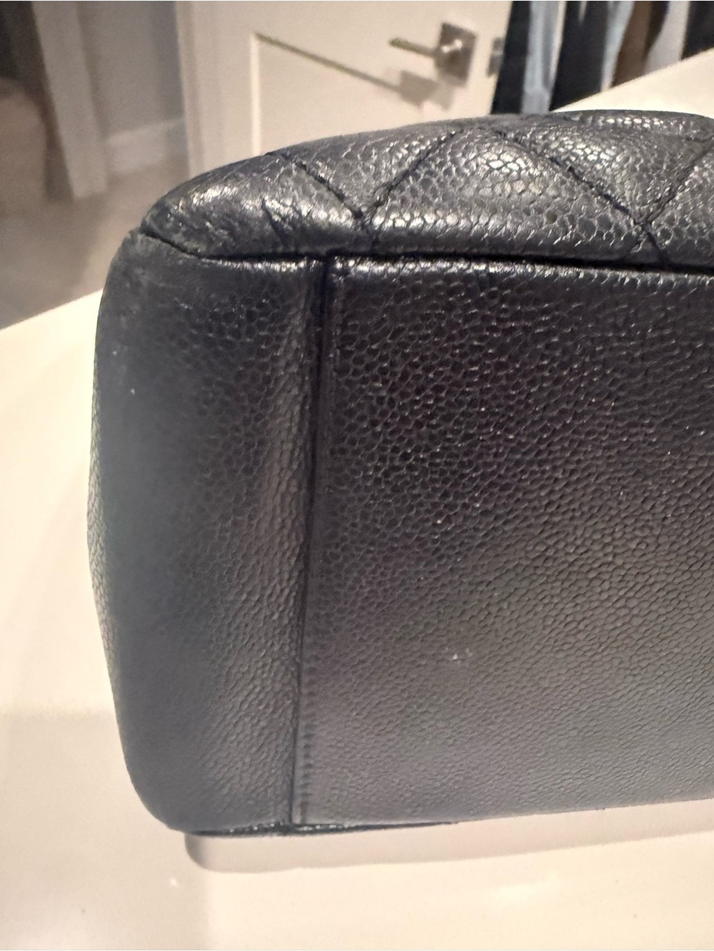 CHANEL grand shopping Tote quilted black caviar silver Chain-Strap Handles - Picture 13 of 14